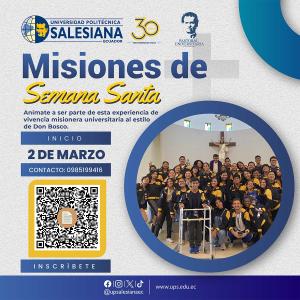 Afiche promocional de las Misiones de Semana Santa - sede Guayaquil